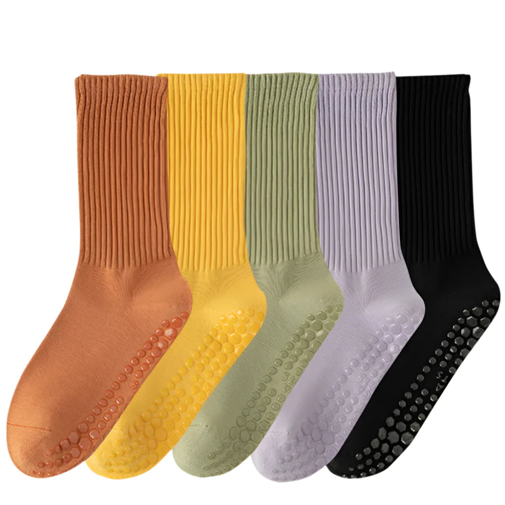 3 Pairs of Anti-Slip Cotton Pilates Socks for Women